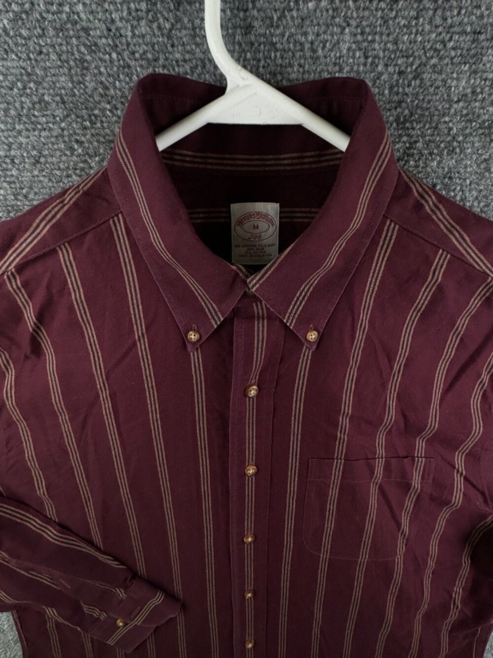 Brooks Brothers Long Sleeve Button Up Shirt Cotton Red Striped Medium Non Iron